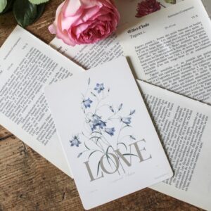 Carte postale LOVE et fleurs vintage