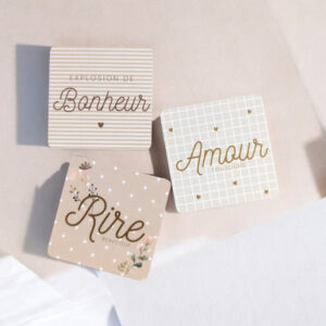 Lot de 3 petites Cartes AMOUR RIRE BONHEUR